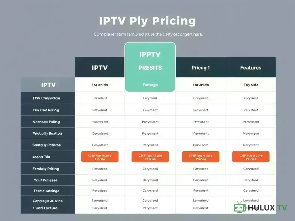 Comparison chart of HuluxTV pricing plans
