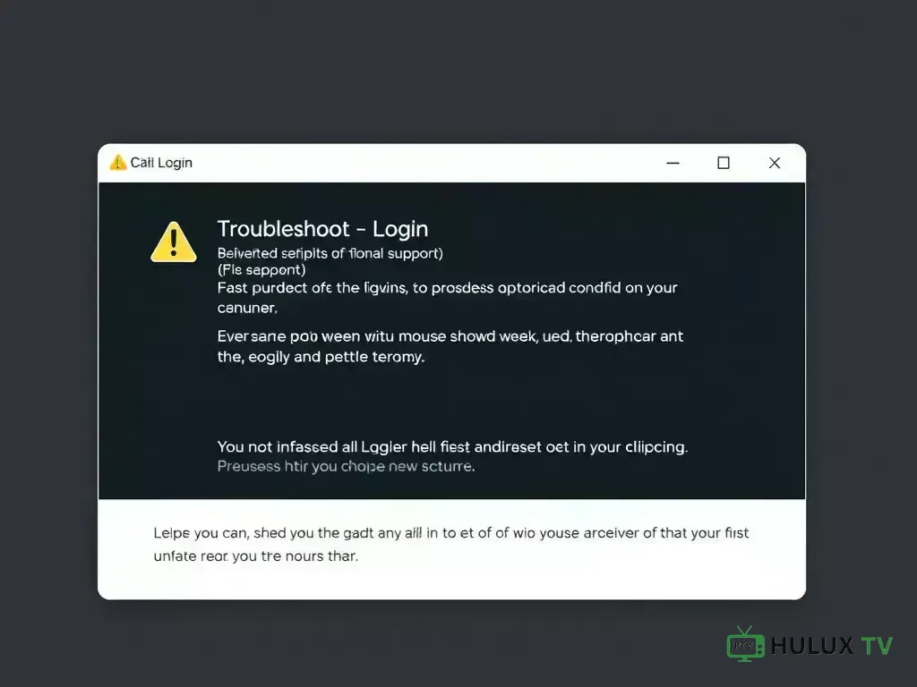 Login error screen with troubleshooting tips